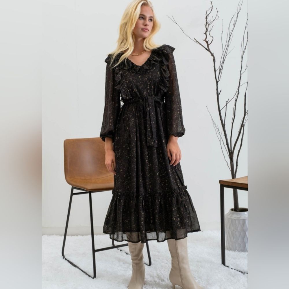 Anthropologie By The River Whimsigoth Celestial Starry Witchy Feminine Dress S